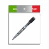 Whiteboard with occupied/available sign in thin silver frame, size 150 x 185 mm, with Swedish text, where available is green and occupied is red. A black whiteboard marker is also shown on the whiteboard.